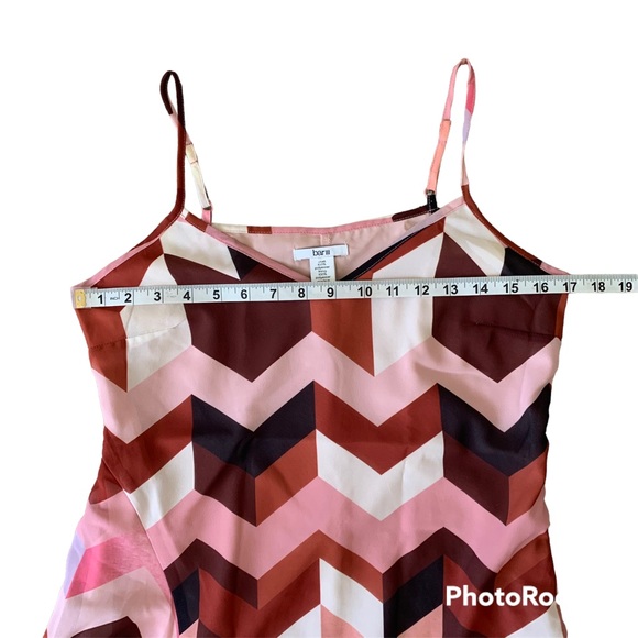 BAR III Pink Geometric Print Slip Dress Asymmetric Hem Size Small. Y2K style. - Picture 5 of 12